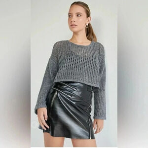 NEW with tags (NWT) Francesca’s Black Gwen Faux Leather Zip Up Mini Skirt Size S
